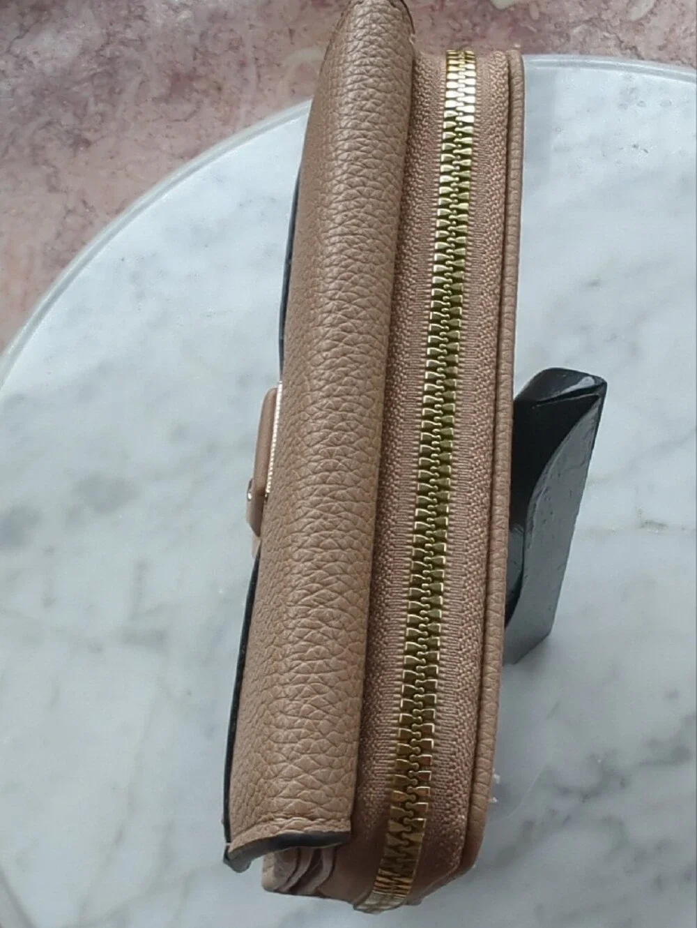 Pebbled Taupe Wallet with Gold Magnetic-Latch, NWOT